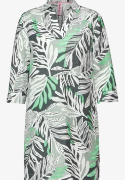 Jurk van linnenmix met print