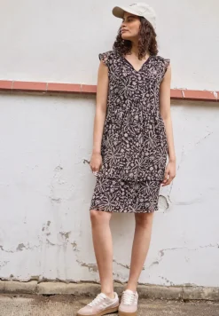 Knielange chiffon jurk met print