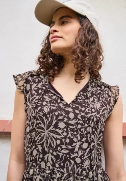 Knielange chiffon jurk met print