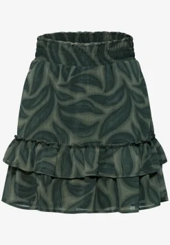Knielange chiffonrok met volants