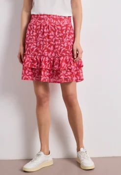 Knielange chiffonrok met volants