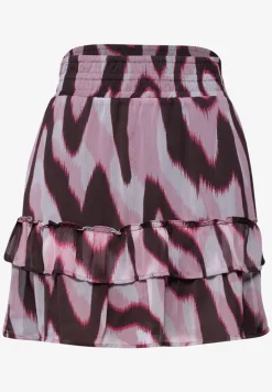 Knielange chiffonrok met print