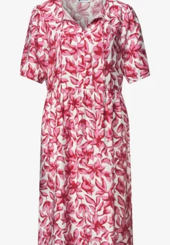 Knielange jurk met gespleten hals en print
