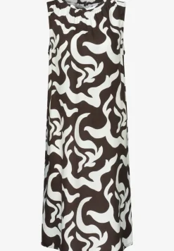 Knielange jurk met ronde hals en print