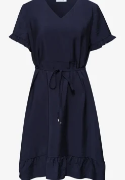 Knielange jurk met volant detail