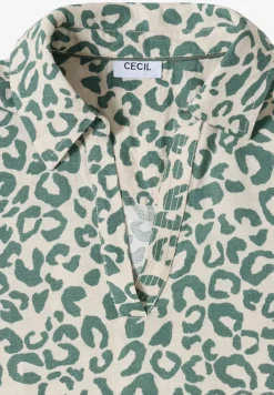 Knielange jurk van linnenmix met print
