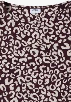 Knielange jurk van linnenmix met print