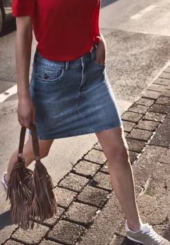 Korte denim rok in een High Waist pasvorm