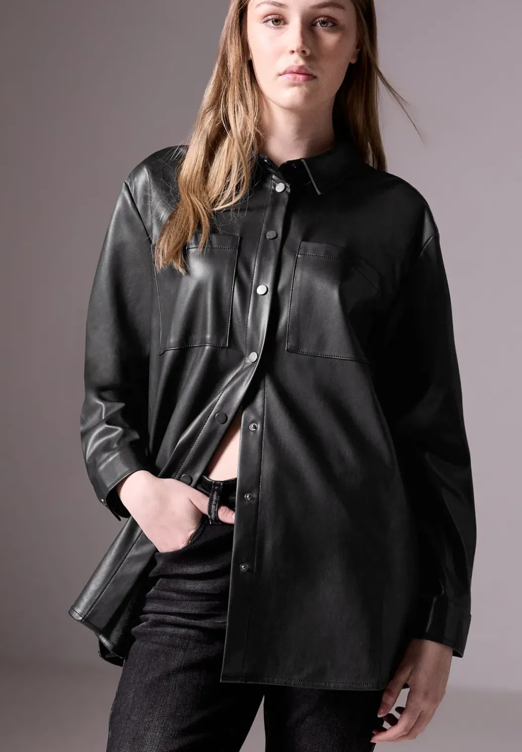 Lederlook blouse