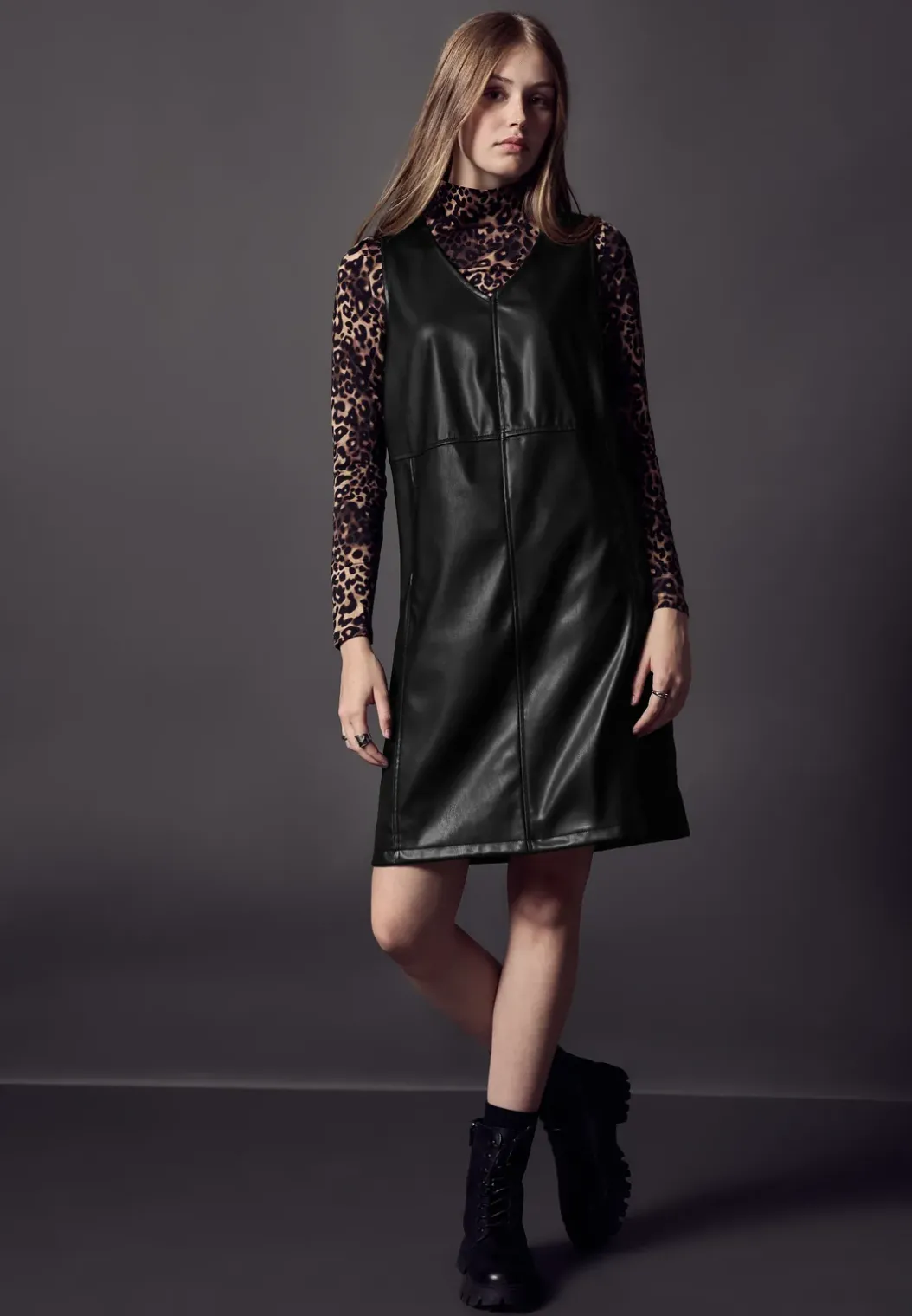 Lederlook jurk