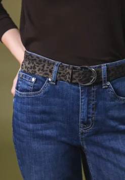 Leren riem met leopatroon