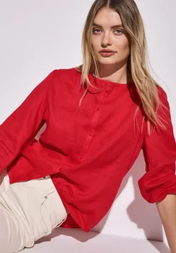 Linnen blouse met ronde hals