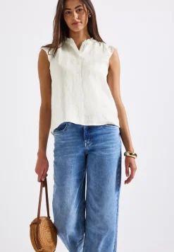 Linnen blouse met ruches