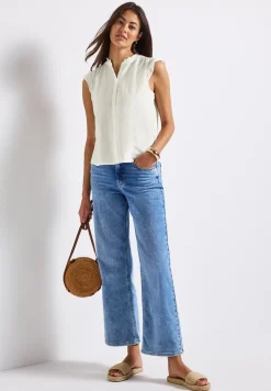 Linnen blouse met ruches