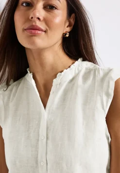 Linnen blouse met ruches