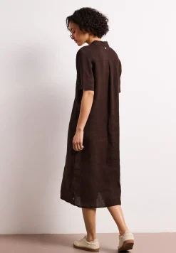 Linnen midi-jurk met knoopsluiting