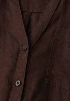Linnen midi-jurk met knoopsluiting