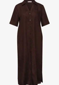 Linnen midi-jurk met knoopsluiting