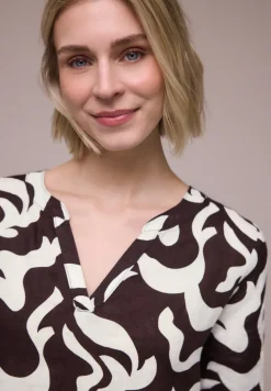 Linnen midi-jurk met print