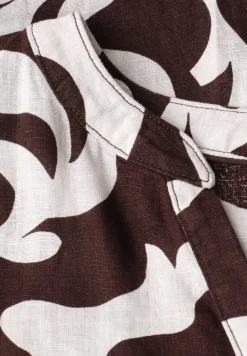 Linnen midi-jurk met print