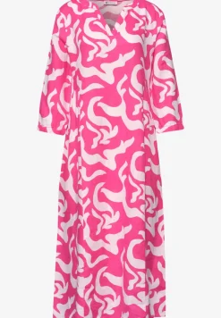 Linnen midi-jurk met print