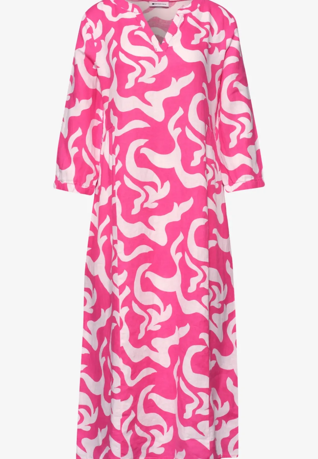 Linnen midi-jurk met print