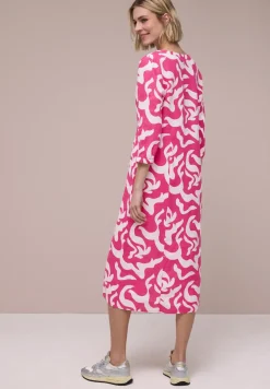 Linnen midi-jurk met print