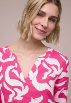 Linnen midi-jurk met print