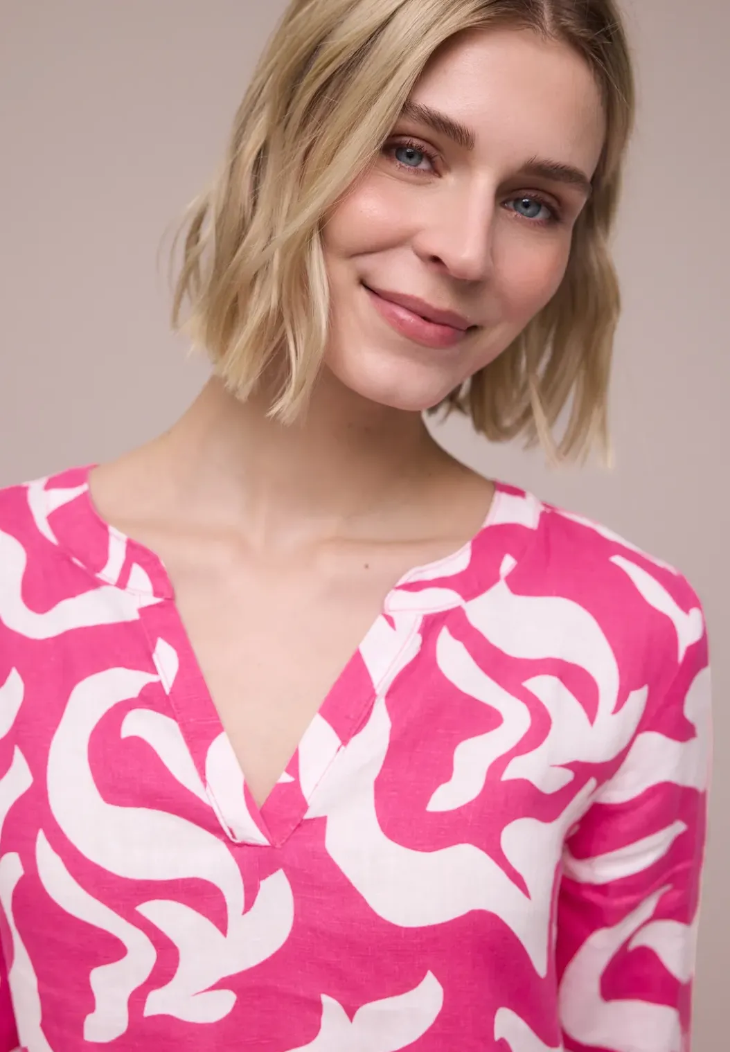 Linnen midi-jurk met print