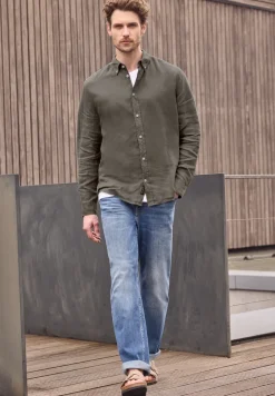 Linnen shirt met lange mouwen