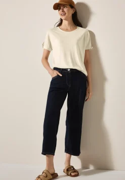 Linnen look shirt met glitter