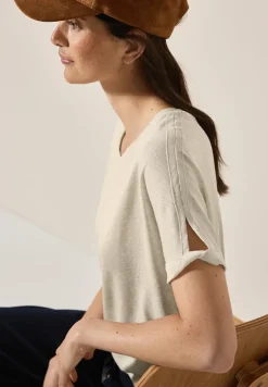 Linnen look shirt met glitter