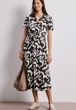 Maxi-jurk met overhemdkraag en print