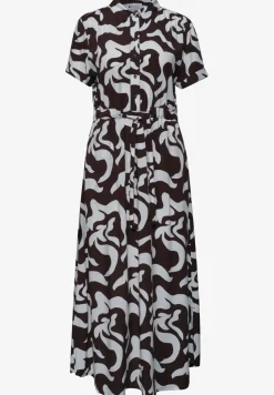 Maxi-jurk met overhemdkraag en print
