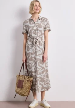Maxi-jurk met overhemdkraag en print