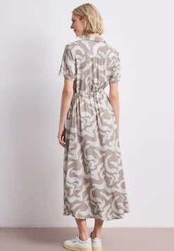 Maxi-jurk met overhemdkraag en print