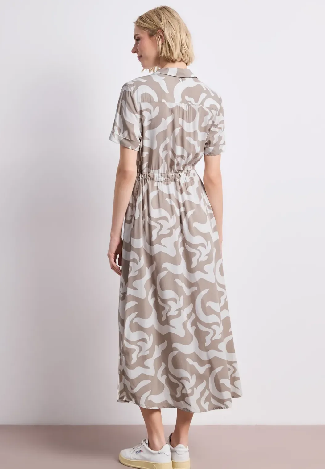Maxi-jurk met overhemdkraag en print