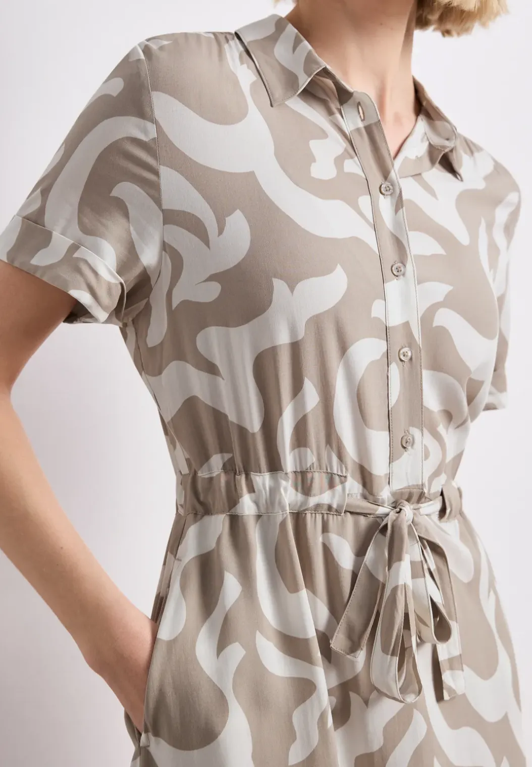 Maxi-jurk met overhemdkraag en print
