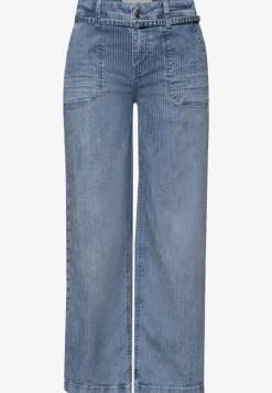 Mid Waist jeans met Wide Legs en strepen