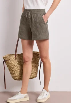 Mid Waist shorts van neteldoek