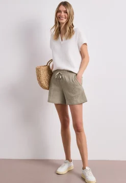 Mid Waist shorts van neteldoek
