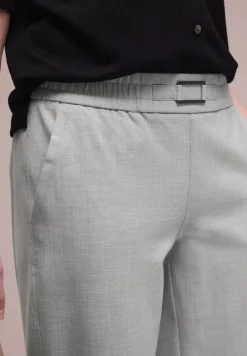 Mid Waist Slim Legs broek met gesp