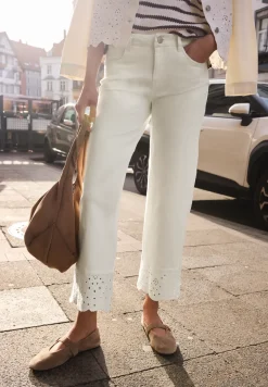 Mid Waist Wide Leg Jeans met Borduring