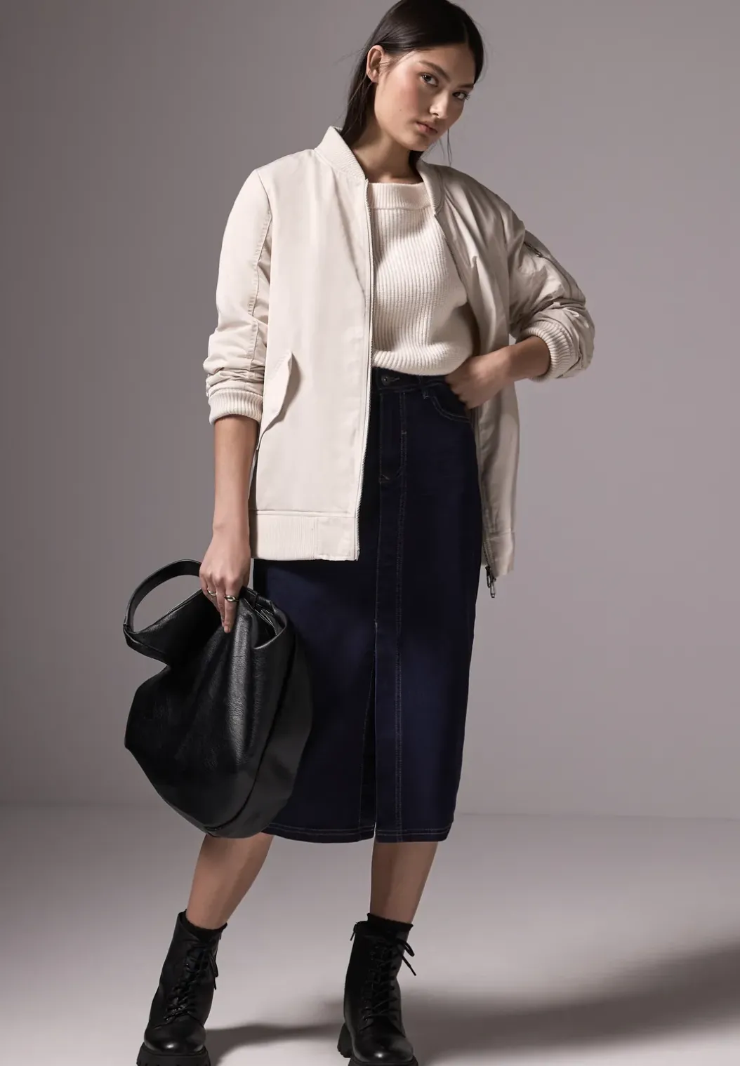 Midi denim rok