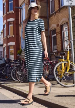 Midi-jurk met gerimpelde mouwen