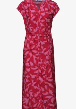Midi-jurk met gespleten hals en print