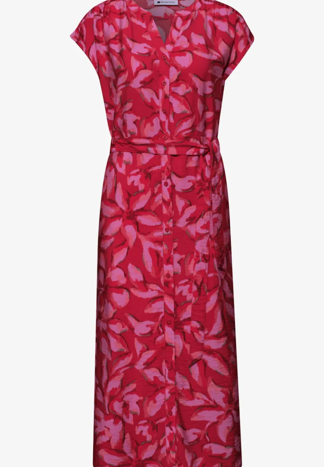 Midi-jurk met gespleten hals en print