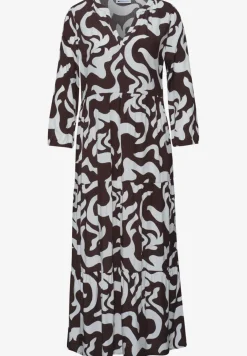 Midi-jurk met gespleten hals en print