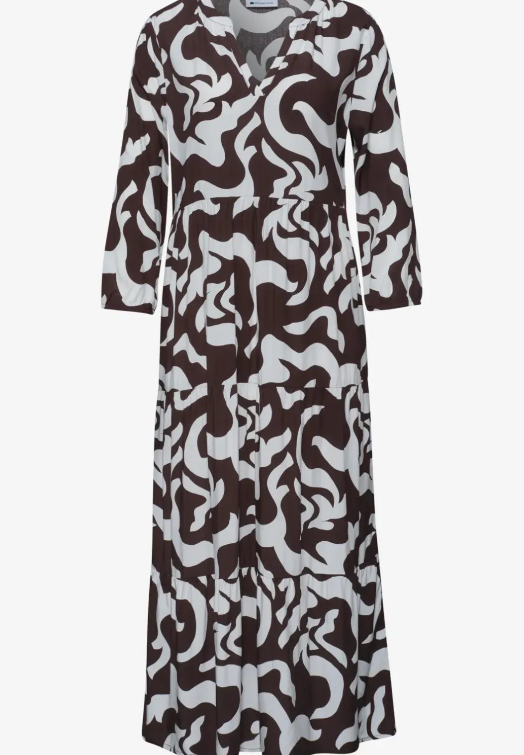 Midi-jurk met gespleten hals en print
