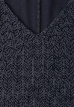 Midi-jurk met kanten V-hals